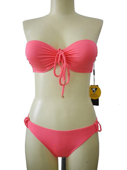 Plain Halterneck Backless Bikini Swimsuit