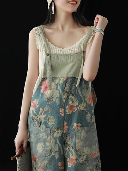 Vintage Loose Printed Jean Pants