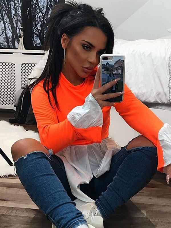 False Two Split-joint Cropped Blouse