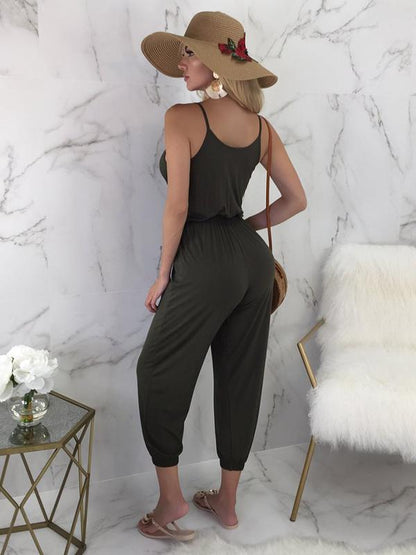 Solid Loose Bandage Jumpsuits