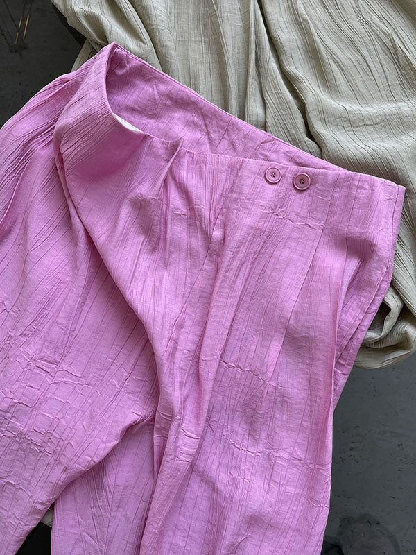 Simple Solid Color High Waisted Wide Leg Pants