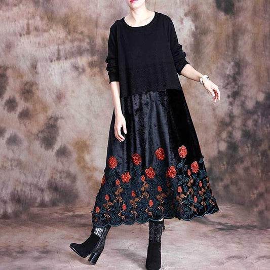 3D Floral Knit Stitching Elegant Dress