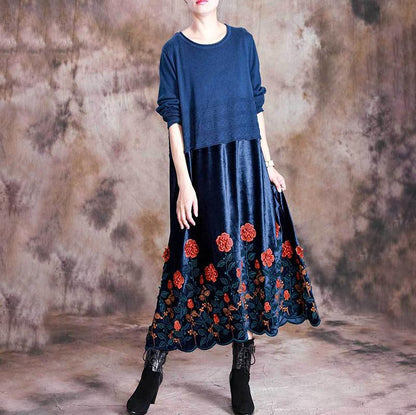 3D Floral Knit Stitching Elegant Dress