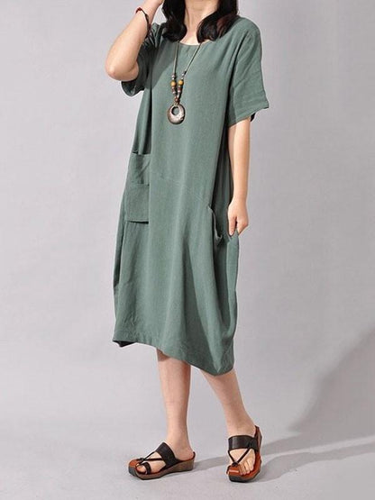 Women Cotton Linen Loose Dress