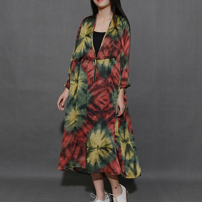 Women Printed V Neck Loose Dress