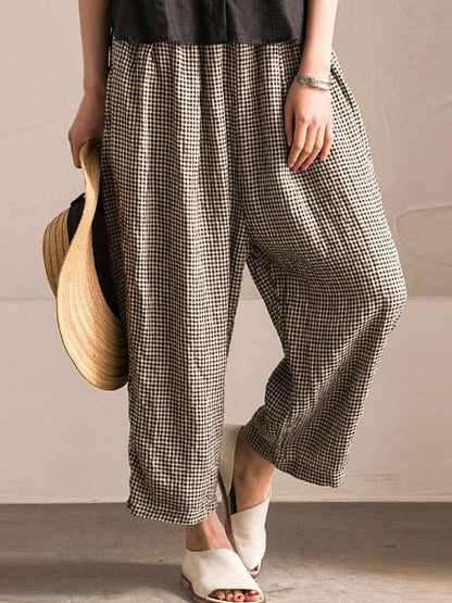 Little Grid Casual Comfortable Cotton Pants