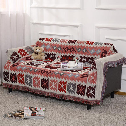 American Style Geometry Tassel Sofa Blanket