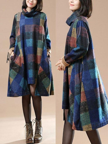 Women cotton loose autumn dress
