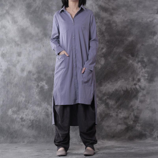 Asymmetrical Elastic Linen Spring Shirt