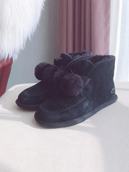 Fur Ball High-Top Wool Snow Boots Uggs