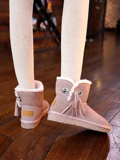 Flat Bottom Velvet Tassel Short Tube Snow Boots Uggs