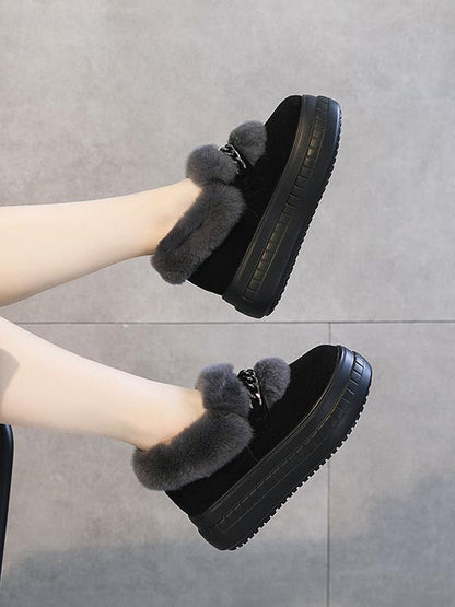 Thick-Bottomed Real Fluffy High Women'S Shoes