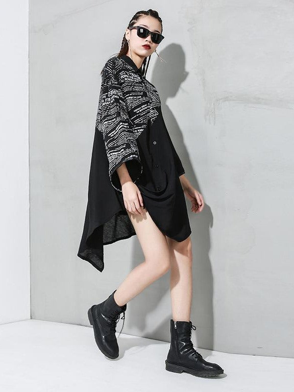 LOOSE CROPPED LETTERED PRINT SHIRT