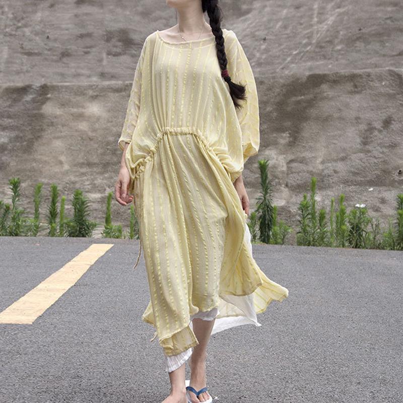 Short Sleeve Slit Leisure Cotton Dress