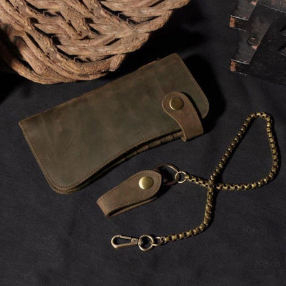 Stylish Leather Removable Chain Retro Women Long Purse