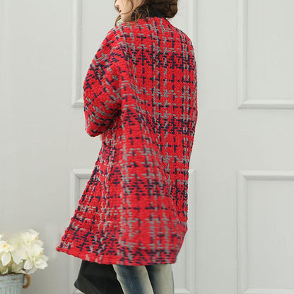 Keep Warm Long Sleeves Cardigan Thick Red Winter Women Coat