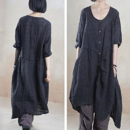 Women linen summer shirt dress