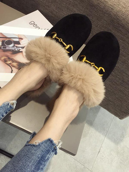 Fashion Artificial Fur Slippers Type Half Drag