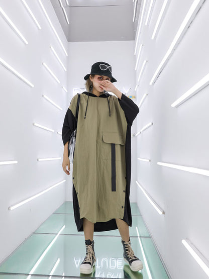 CASUAL SPLIT-JOINT LONG HOODIE DRESS