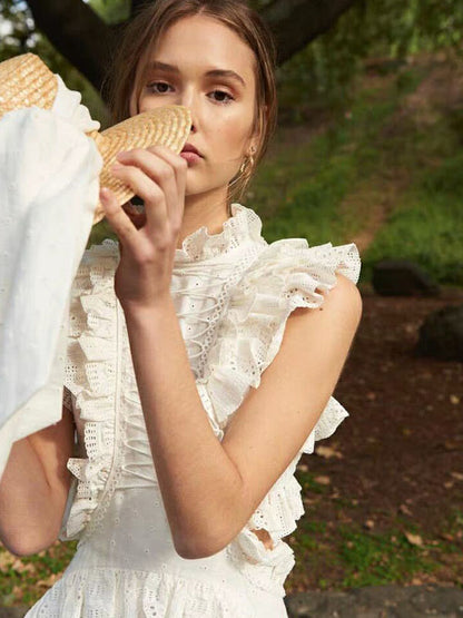 HOLLOW AGARIC LACY BANDAGE MINI DRESS