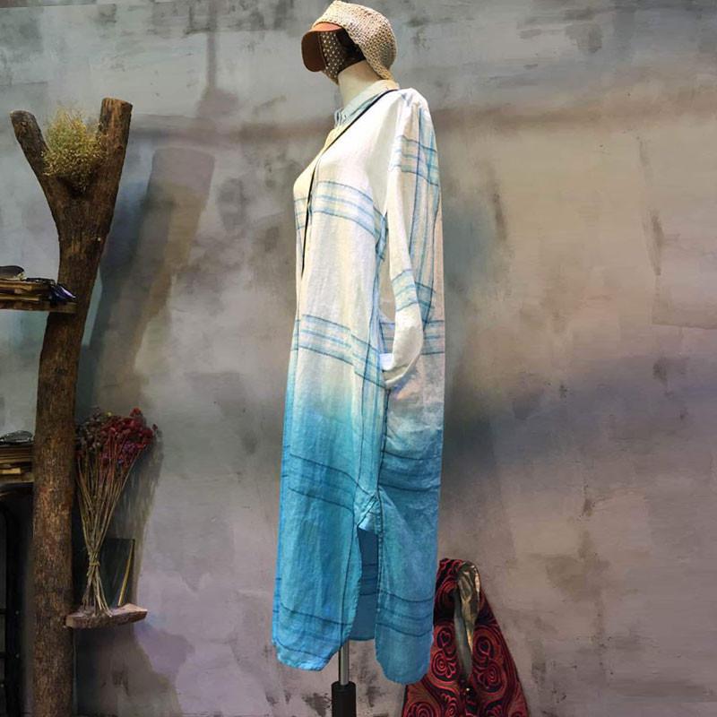 Gradient Linen Lattice Dress