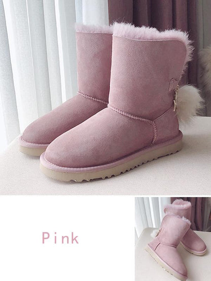 Mid-Tube Wool Tassel Fur Ball Snow Boots Uggs