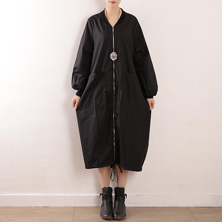 Women Autum Spring Round Nech Long Sleeve Coat