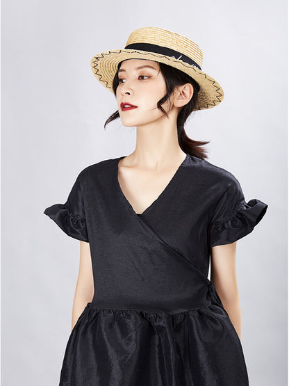 RETRO DESIGNED FRENCH LACE SLEEVES A-LINE MINI DRESS