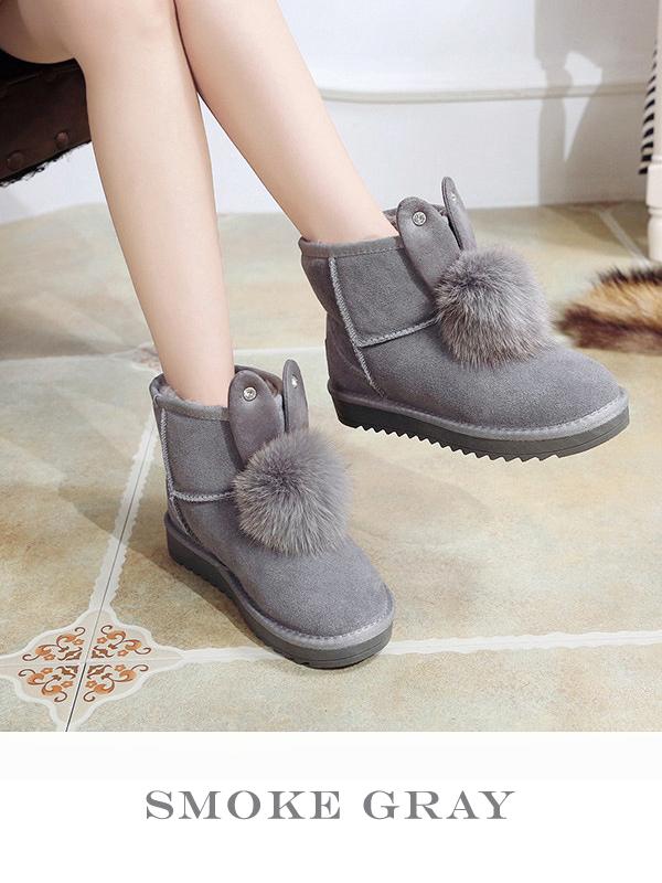 Cute Rabbit Ears Fox Fur Ball Snow Boots Uggs