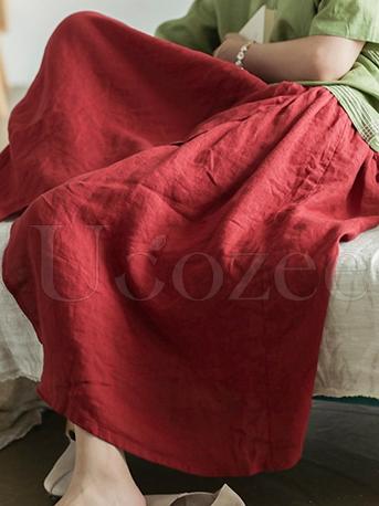 Literary Linen Split-side Skirt