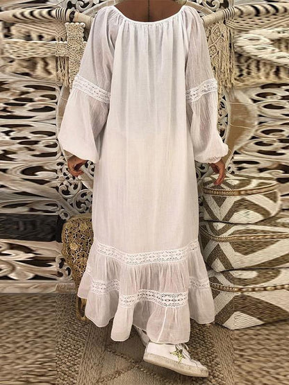 Long Sleeves Lace Loose Maxi Dress