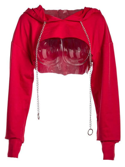 Chain High-low Crop Sweatshirts