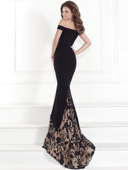 Lace Off-the-shoulder V-Neck Evening Dress
