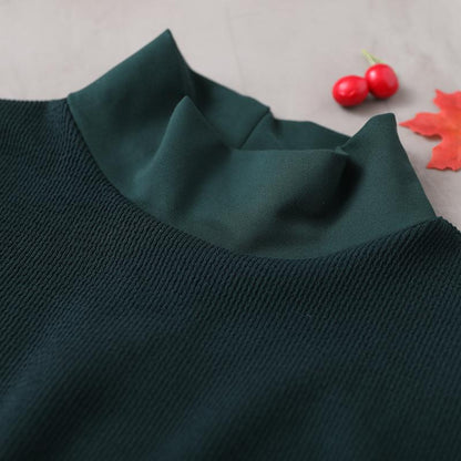 Buykud Irregular Stitching Casual Turtleneck Loose Dress