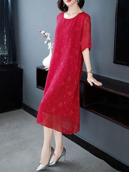 Chiffon Loose Tiered  Solid Dress