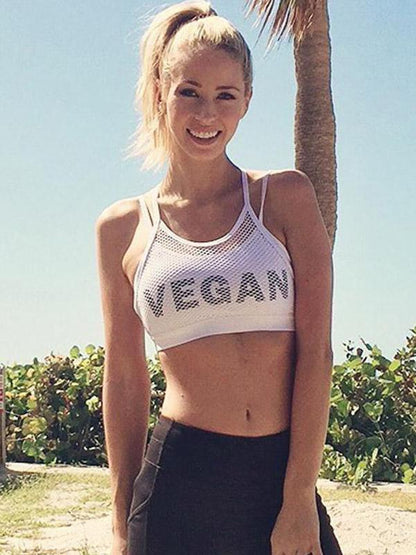 Mesh Letter Printed Sports Bra