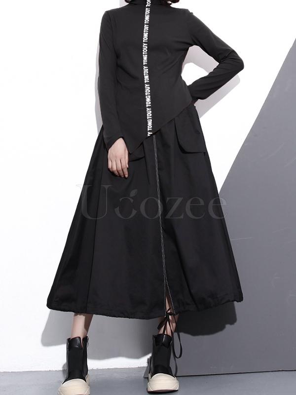 Letter Printed High-neck Bottoming T-shirt