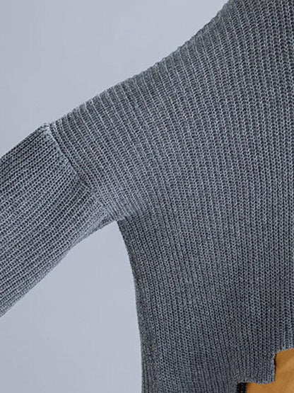 High-neck Cropped Batwing Sleeves Knitting Sweater