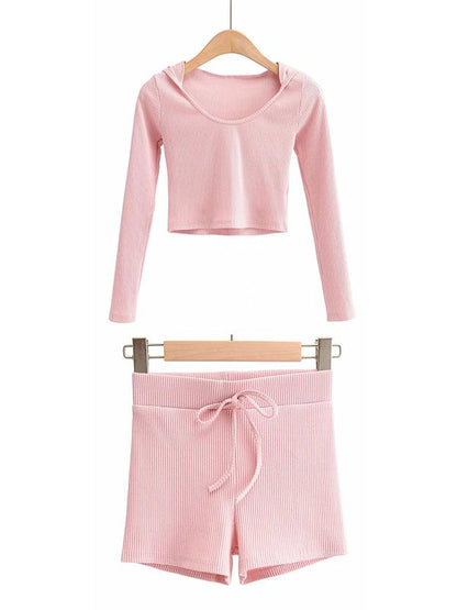 Wrap Solid Long Sleeves Hooded Yoga Suits