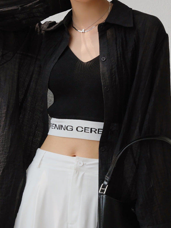 Leisure Solid Knitting Sun-Protection Blouse Tops