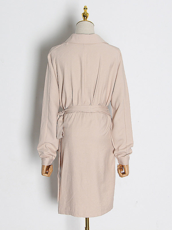 Urban Solid Color Asymmetric Batwing Sleeve Midi Dress