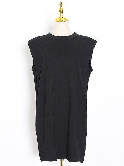 Original Solid Color Round-Neck Cap Sleeve Mini Dress