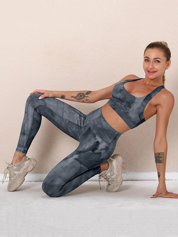 Tie-Dyed Bra&Leggings Suits