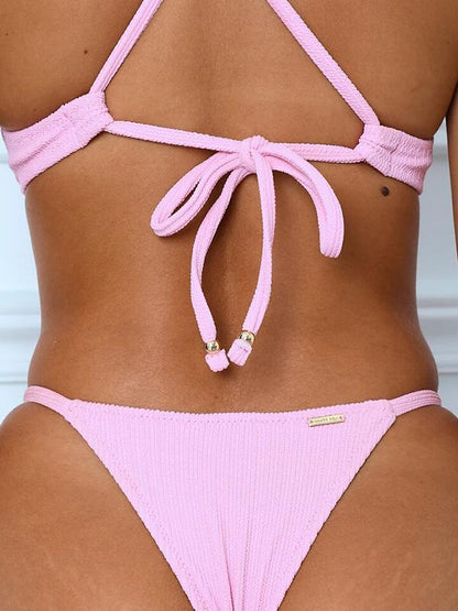 V-Neck Hollow Metal Ring Bikini Swimsuit