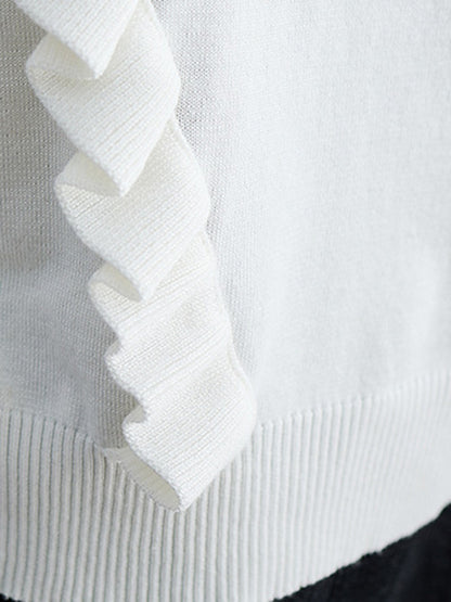 Simple Solid Color Letter Print Embroidered Sweatshirt Top