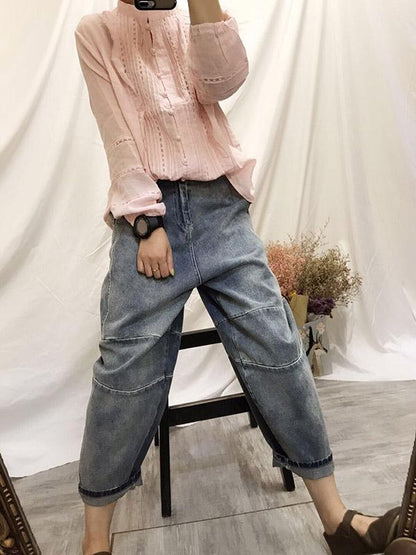 Casual Linen Embroidered Blouses