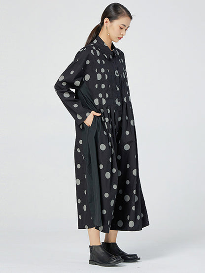 Casual Loose Long Sleeve Polka-Dot Jumpsuits Bottoms
