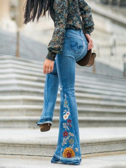 Embroidered Jean Bell-bottoms