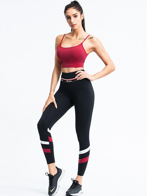 Sexy Wrap Sleeveless Contrast Color Yoga Suits