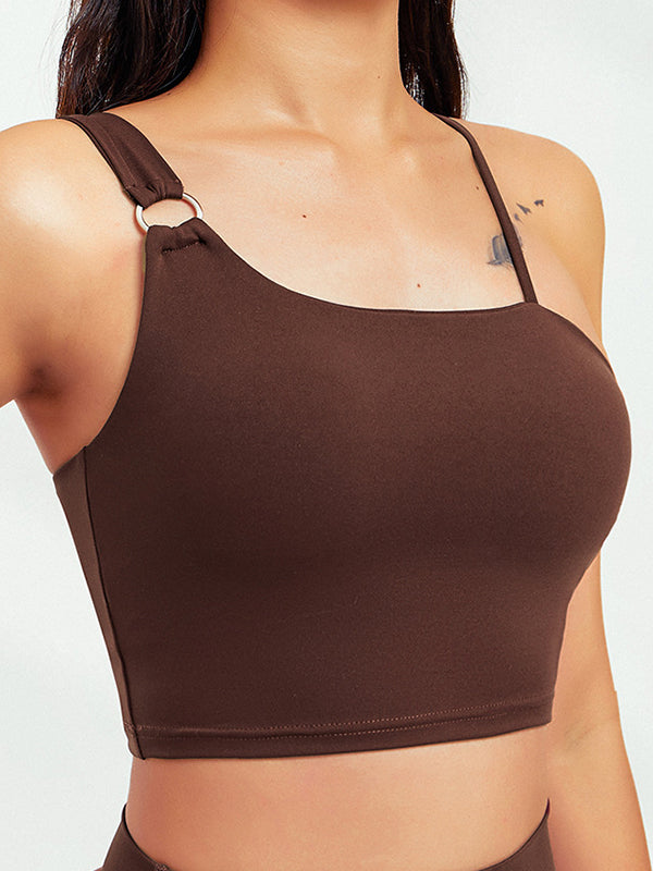 8 Colors Stylish Solid Color Spaghetti-Neck Sports Bra